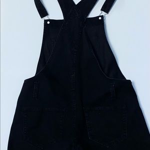 Black denim overall shorts